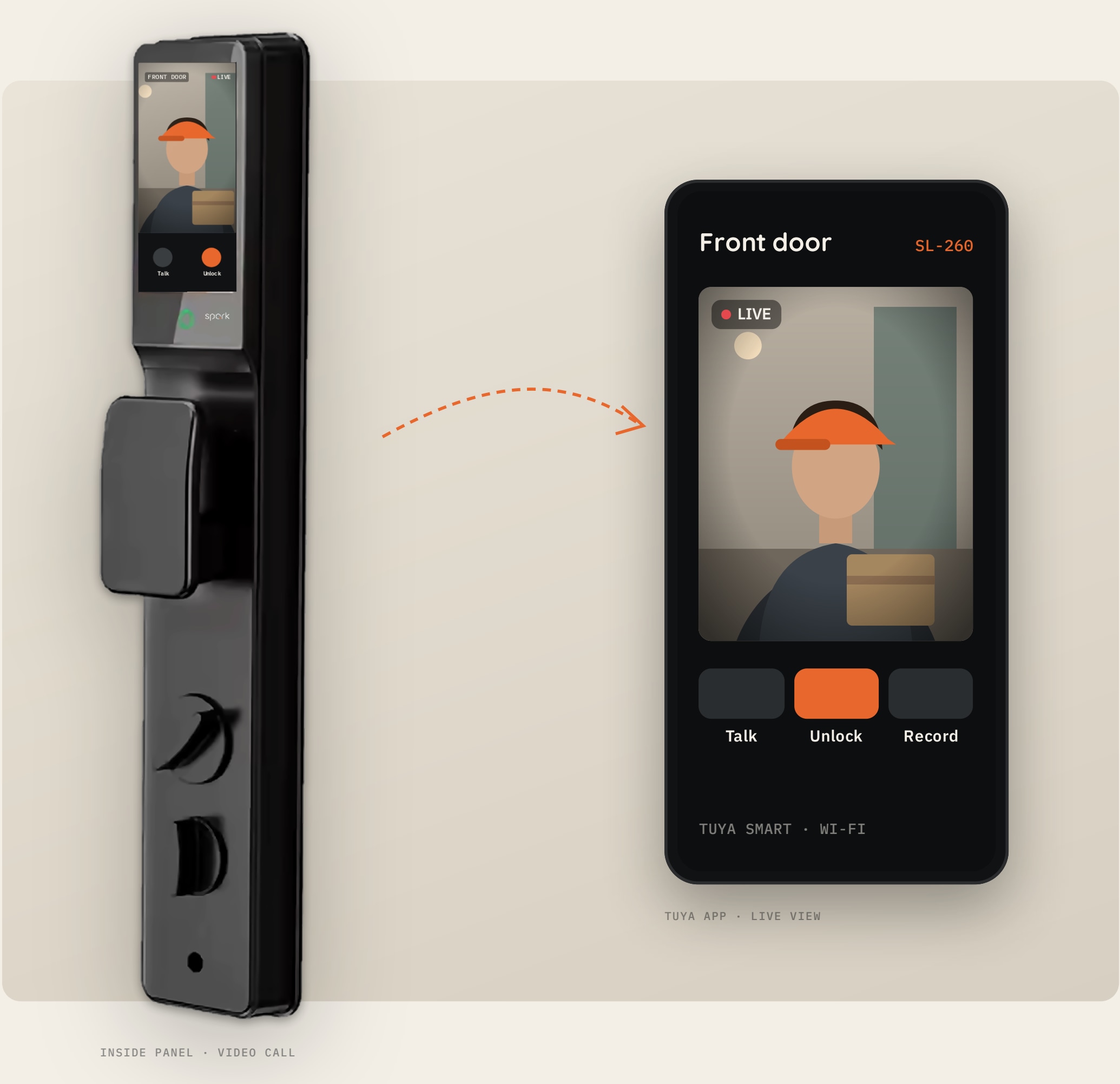 Spark SL-260: camera and app illustration from the supplied brochure