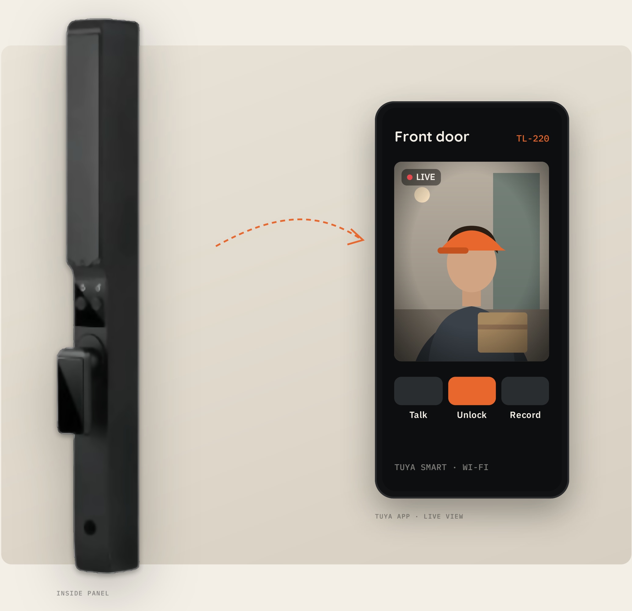 Spark TL-220: camera and app illustration from the supplied brochure