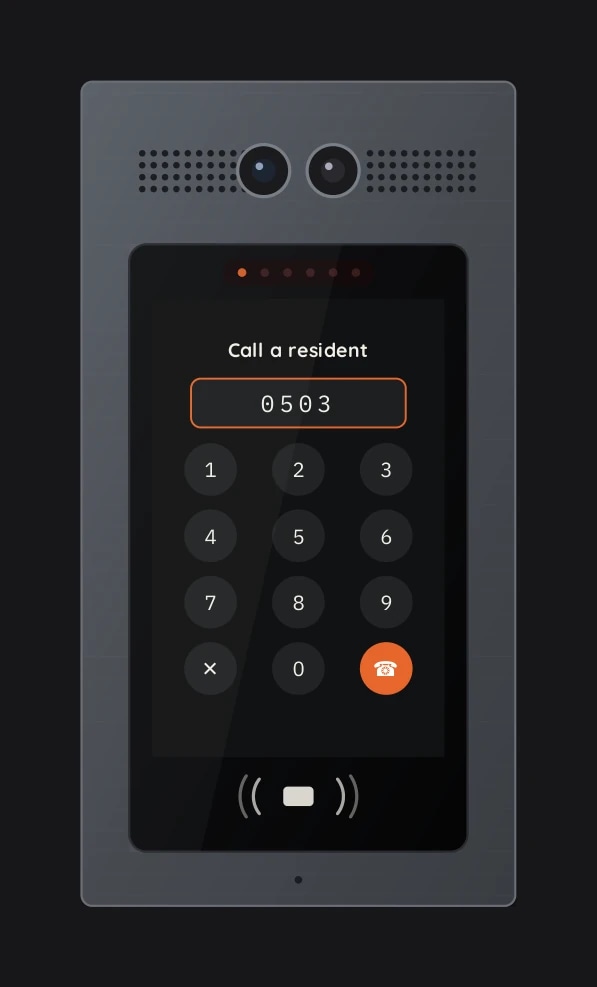The I-400 keypad screen, calling resident 0503