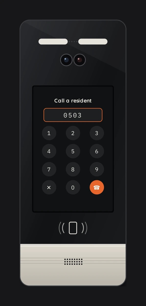 The I-500 keypad screen, calling resident 0503