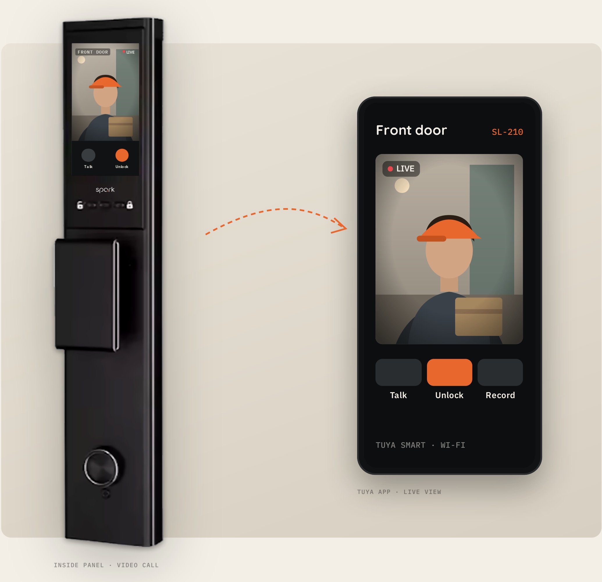 Spark SL-210: camera and app illustration from the supplied brochure