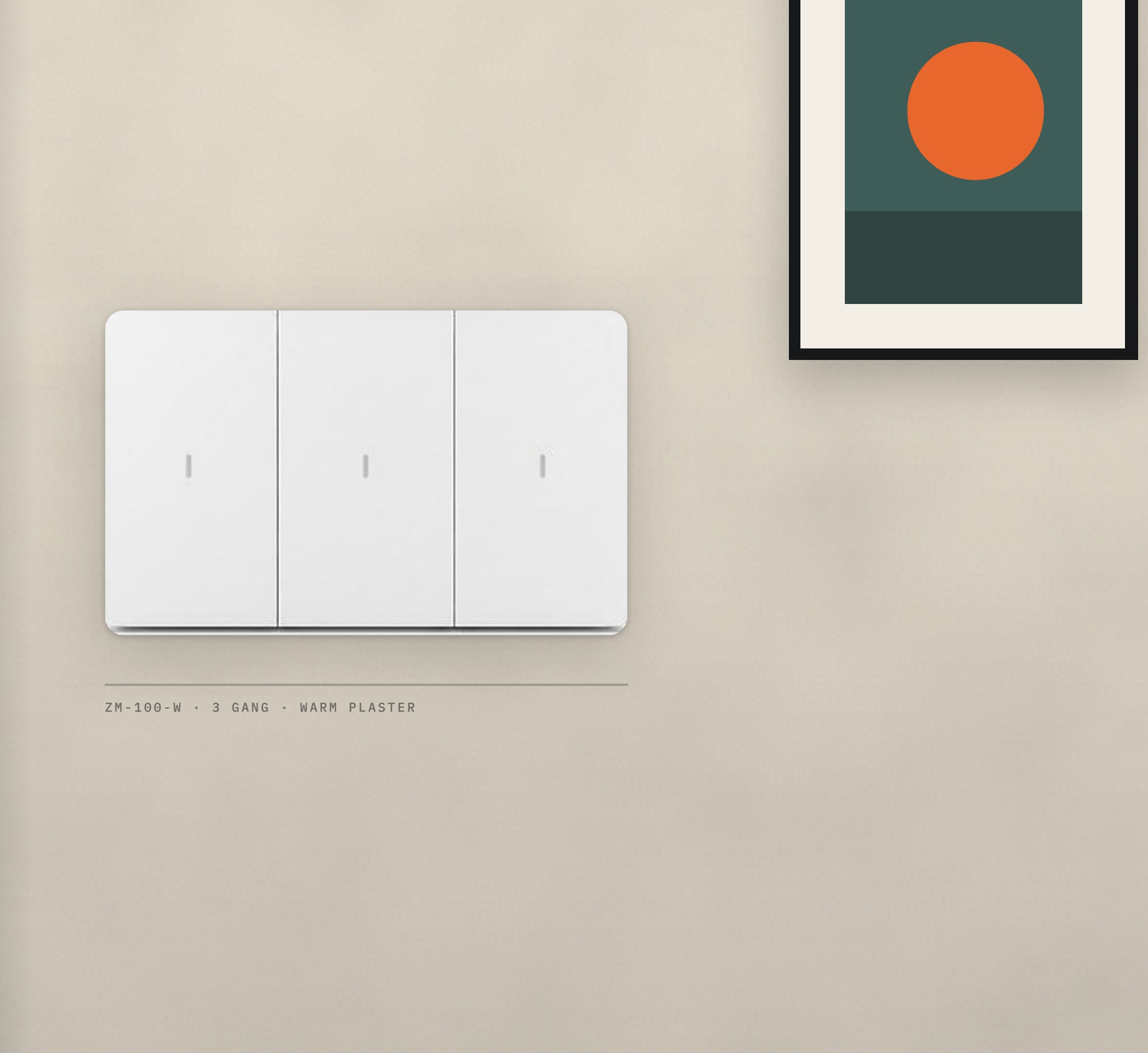 ZM-100-W shown on a living-room wall in the brochure