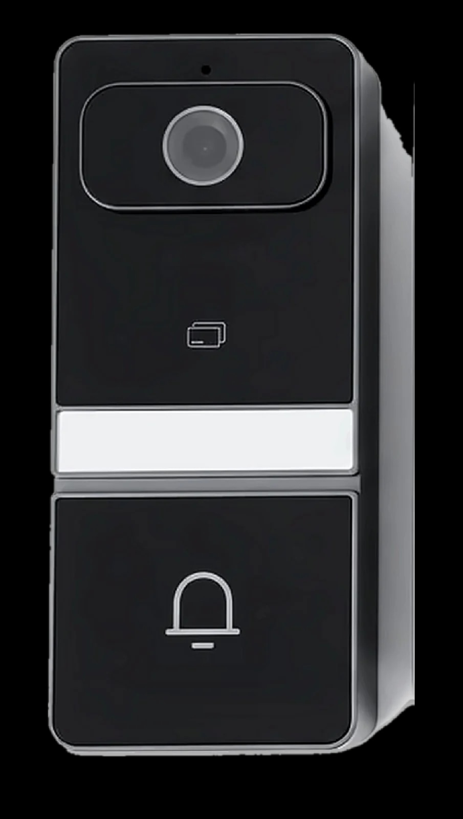 The S-301 outdoor station, black with a single camera, a card reader and a bell button